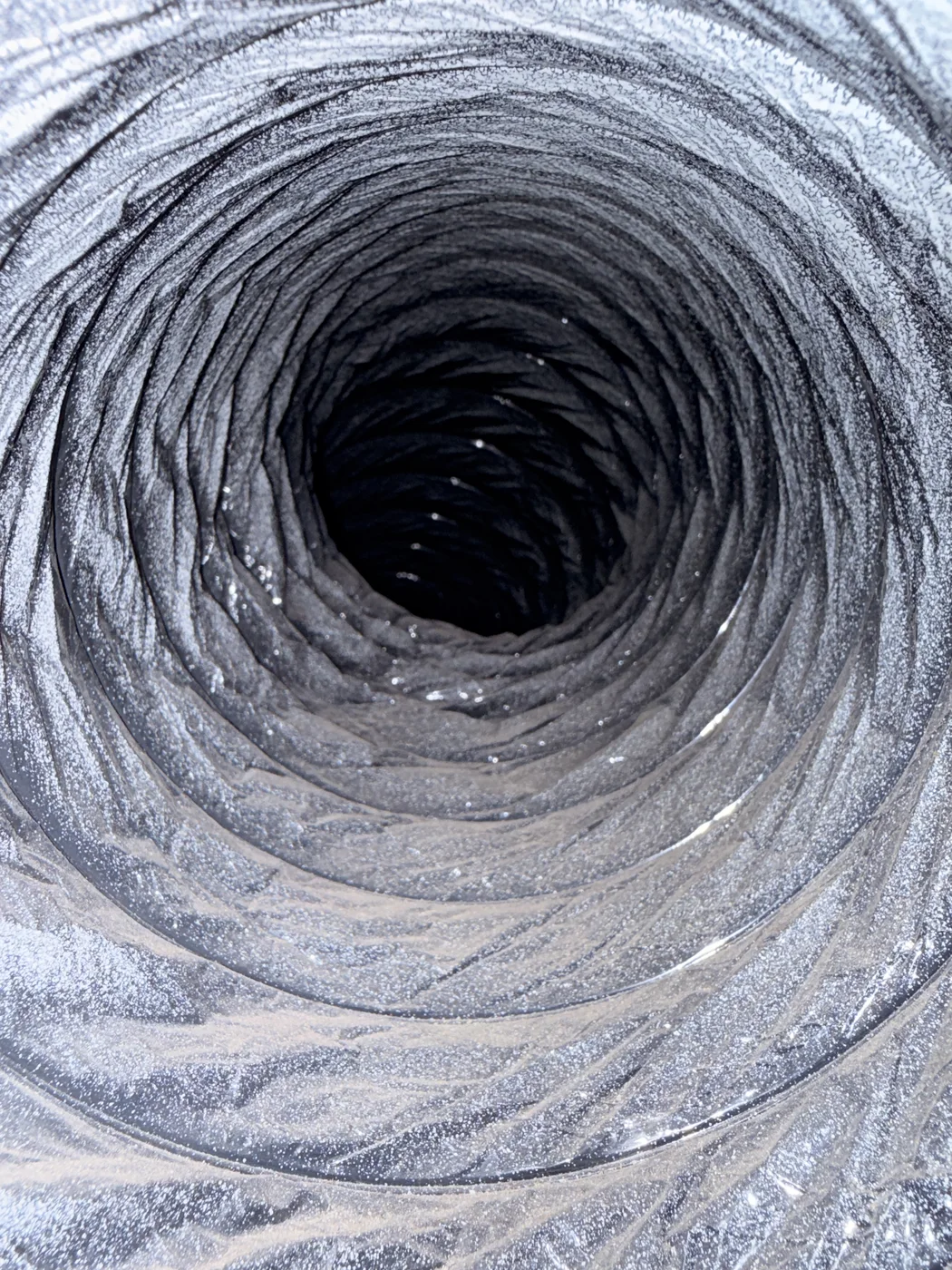 Second post-service view inside a flexible HVAC duct