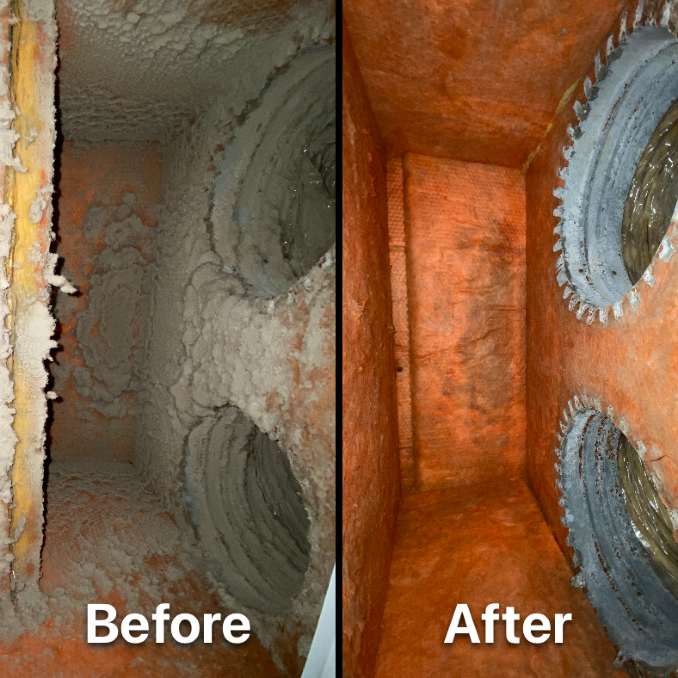 Before and after air duct cleaning